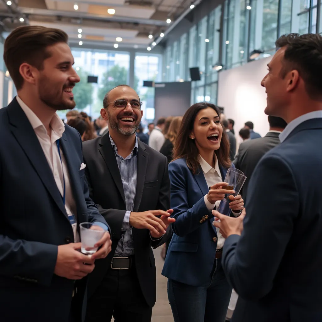 Profesionales en evento de networking de la industria financiera argentina